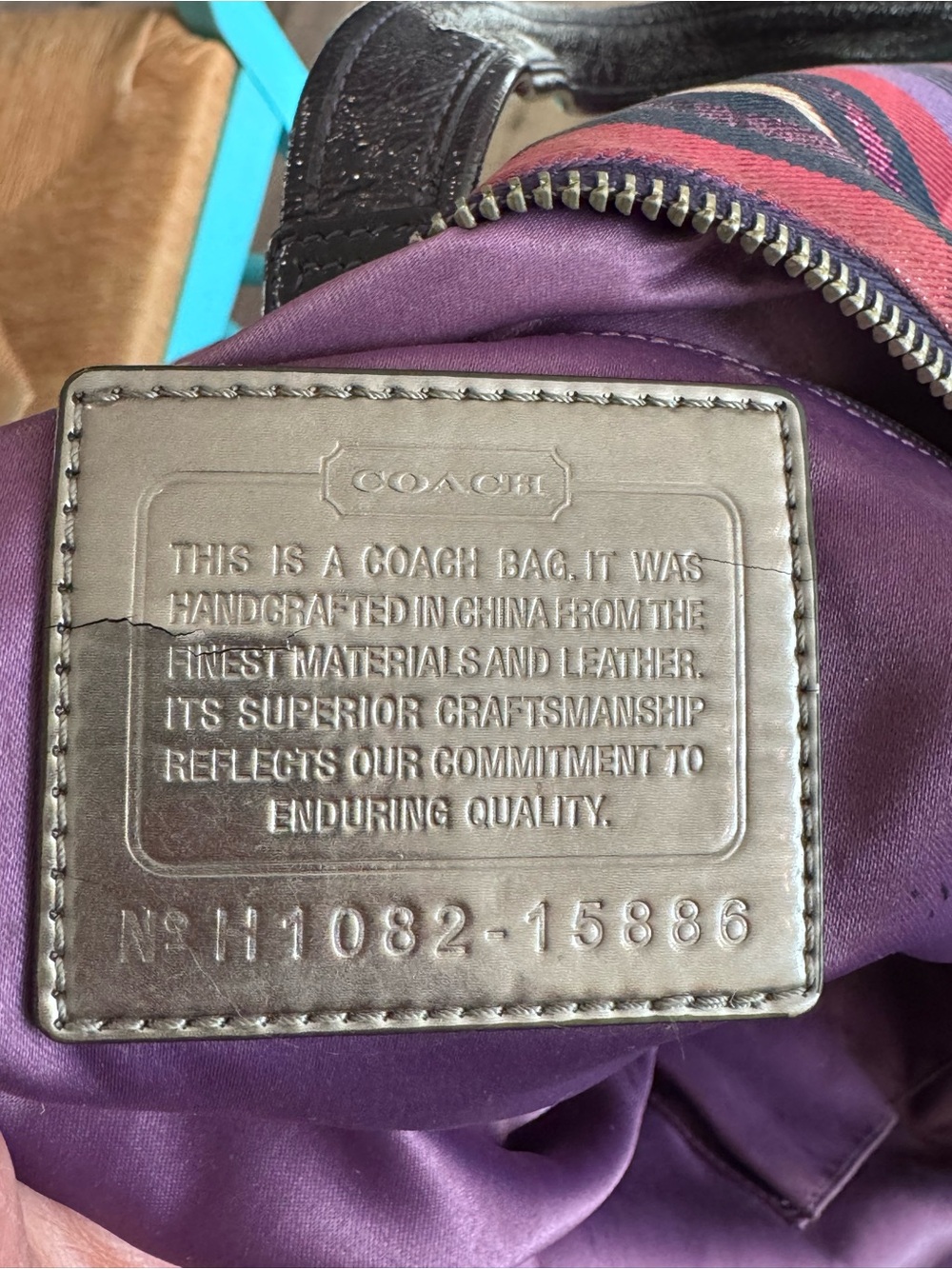 Coach Poppy Glam Purple Tartan Graffiti Tote - Picture 4 of 17